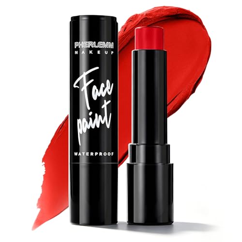 Red Face Paint Stick Waterproof Eye Black Smooth SmudgeProof Body Paint High Pigment for Sports Events Halloween SFX Makeup Devil Vampire Blood Demon and Dramatic Effect Looks - color: Red