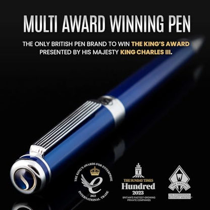 Scriveiner Midnight Blue Ballpoint Pen - Stunning Blue Lacquer Luxury Pen, Chrome Finish, Schmidt Black Refill, Best Ball Pen Gift Set for Men & Women, Professional Executive Office, Nice Designer Pen - color: 6. Midnight Blue with Chrome