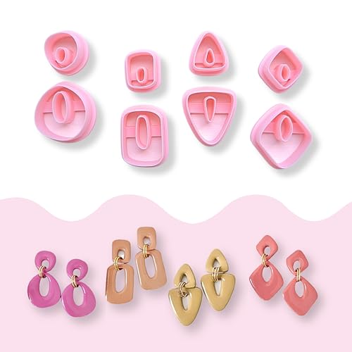 Polymer Clay Cutters - 8 Piece Geometric No Drill Shapes Regular Size by Sylhouette Studios - Earrings & Jewelry Making Tools