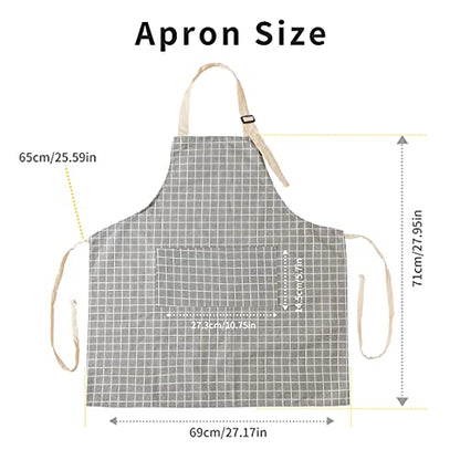 Tosewever 2 Pieces Kitchen Cooking Aprons, Waterproof Linen Adjustable Bib Aprons with 2 Pockets for Women Men Chef (Grey Stripes/Plaids, 2) - color: Grey Stripes/Plaids