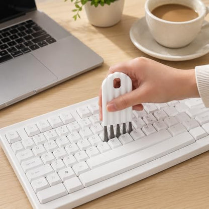 2PCS Flexible Gap Brush Multi-Use Crevice Cleaning Tool Keyboard, Dishwasher Air Gap Cleaning Tool for Cup Lids, Bottle Cap Grooves, Cushion Combs & Tight Spaces, White