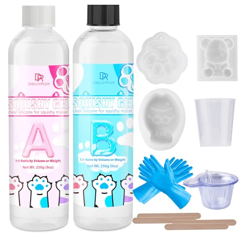 Liquid Silicone for Taba Squishy Kit- 18oz Transparent Liquid Silicone, Super Soft Fast Cure Rubber for Taba Squishies Molds, DIY Squishy Maker Kit for Cat Paw Casting Molding, Stress Relief Craft