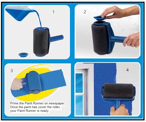 PAINT RUNNER® a registered trademark, 7pc set - THE ORIGINAL Product - A self-contained painting system, paint without dipping & dripping and no mess. Made in Indonesia. Original got even better.