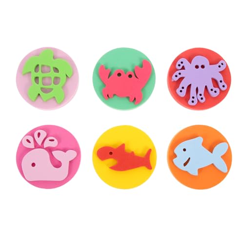 DOITOOL 6Pcs Kids Painting Sponge Stamps Set DIY Foam Seal with Ocean Animal Shapes for Preschool Craft Art Easy Clean Portable 2.28 Inch