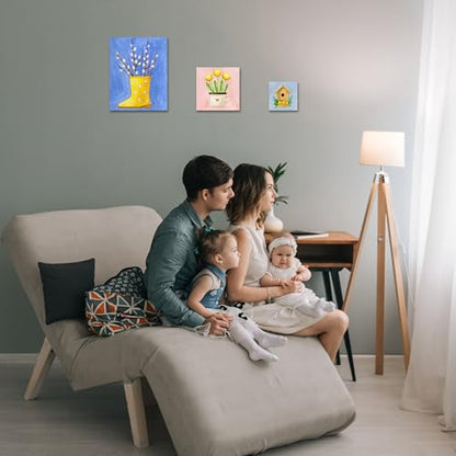 Halobios Stretched Canvases for Painting with 4x4 Inch, 6x6 Inch, 8x10 Inch, 3 Packs Pinting Blank Canvases for Acrylics,Oils & Other Painting Media, 5/8 Inch Profile 100% Cotton Artist Framed Canvas - size: 3 Pack Mixed - 8×10IN 6×6IN 4×4IN