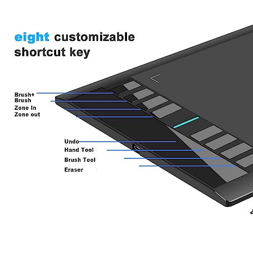UGEE Drawing Tablet Graphics, M708 V2 Upgrade PC&Computer&Android Device,10x6 Inch Ultra Thin Large Graphic for PC, Pad with 8 Hot Keys Upgrade 16384 Level Battery-Free Stylus for Unleash Creativity - style: Wired M708 V2 Android