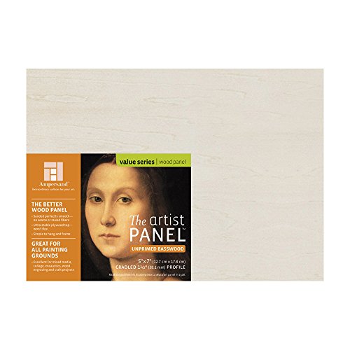 Ampersand Artist Panel Unprimed Basswood, 1.5 Inch Depth, 5X7 Inch (UPWP150507) - size: 5X7, style: 1-1/2" Cradled