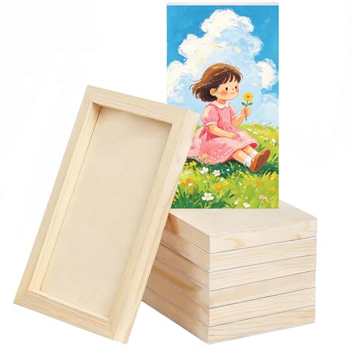6 Pack Blank Wood Panel Boards, Unfinished Wood Canvas Panels for Crafts, Painting Canvas, DIY Art Projects, Pouring, Arts Use with Oils, Acrylics (6 * 12inch) - size: 6*12inch