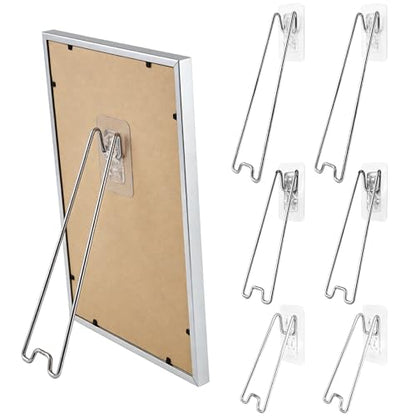 6 Pcs 3 Sizes Adjustable Stainless Steel Picture Frame Easel Backs,Self Adhesive Photo Frame Stands for Frames,Picture Frame Backing Board for 6-18 Inch,Fits Photos Paintings Display(Silver) - size: 6PCS Silver 3 Sizes
