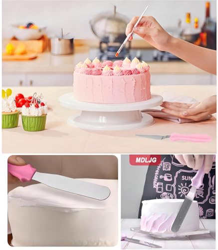 Cake Cream Spatulas, 3 Pieces of Cake Angled Spatula with Stainless Steel, Professional Cake Decorating, Pastry & Baking, Icing Frosting Cream Chocolate Cake Spatula (3pcs Pink) - color: 3 Pcs Pink