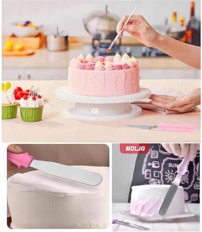 Cake Cream Spatulas, 3 Pieces of Cake Angled Spatula with Stainless Steel, Professional Cake Decorating, Pastry & Baking, Icing Frosting Cream Chocolate Cake Spatula (3pcs Pink) - color: 3 Pcs Pink