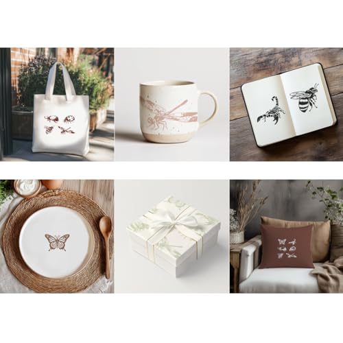 2 Sheets Insects Silkscreen Stencil, Butterfly Ladybird Honeybee Praying Mantis Painting Stencils Templates Reusable Self-Adhesive Silk Screen Printing for Wall Border Wood Fabric Home Decor - style: Insects