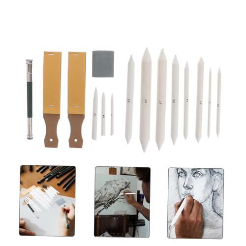 Veemoon 69pcs Blending Stumps and Tortillions Set Sandpaper Pencil Sharpener Kneaded Eraser and Pencil Extension Tool for Sketching Drawing and Shading Techniques
