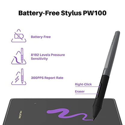Drawing Tablet HUION H420X Graphics Drawing Tablet with 8192 Level Pressure Battery-Free Stylus, 4.17x2.6 inch Digital Art Tablet for OSU Game, Design, Teaching, Work with PC, Mac, Linux & Mobile - size: Small