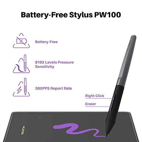 Drawing Tablet HUION H420X Graphics Drawing Tablet with 8192 Level Pressure Battery-Free Stylus, 4.17x2.6 inch Digital Art Tablet for OSU Game, Design, Teaching, Work with PC, Mac, Linux & Mobile - size: Small