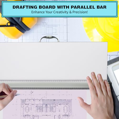 Portable Drafting Board, 18"X24" Professional Architecture Drafting Board, Tabletop Drawing Board with Ruler & Parallel Bar, Drafting Tools for Architects, Artists, Engineers, and Designers - size: 18" x 24"