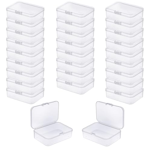 LJY 28 Pieces Rectangular Empty Mini Clear Plastic Organizer Storage Box Containers with Hinged Lids (3.3 x 2.2 x 1 inch, Transparent) - color: Transparent, size: 3.3 x 2.2 x 1 inch