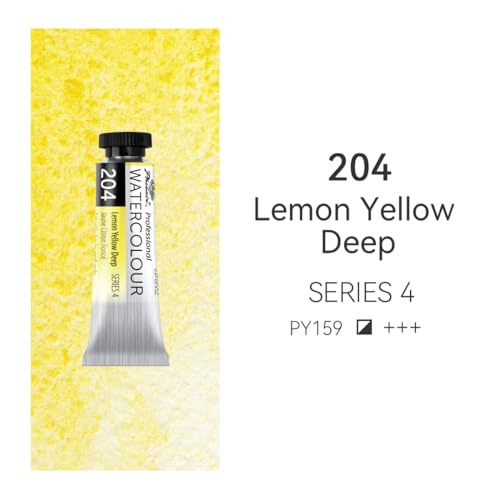 PHOENIX Professional Watercolor Paint Single Tube - 0.47 Fl Oz / 14ml - Lemon Yellow Deep - color: Lemon Yellow Deep, size: 0.47 Fl Oz (Pack of 1)