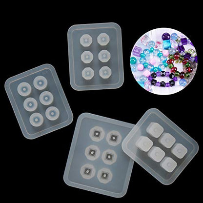 Suhome Resin Bead Molds for Jewelry 12 PCS Resin Molds Silicone with Hole Cabochon Gem Jewelry Making Epoxy Resin Molds for Earrings, Pendants,Bracelets and Necklaces - color: Bead