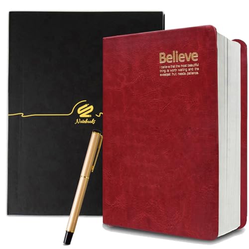 Lemical 720 Pages Horizontal Line Notebook with Pen Gift Set Vintage Retro Leather Cover Thick Notebook Travel Journal Diary Writing Book Memo Journal Notepad Diaries Drawing Sketchbook - size: Large with gift box & pen - Horizontal Line