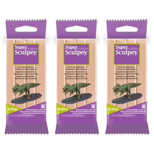 Super Sculpey Professional Quality Oven-Bake Polymer Clay, Beige, 1 lb. (Pack of 3) - size: Beige, 1 lb. (Pack of 3)