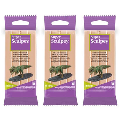 Super Sculpey Professional Quality Oven-Bake Polymer Clay, Beige, 1 lb. (Pack of 3) - size: Beige, 1 lb. (Pack of 3)