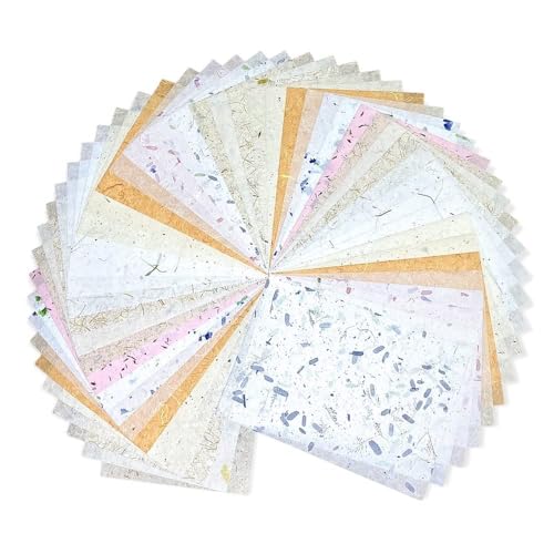 A4 Natural Banana bark, Leaves etc., Mulberry Paper Sheets Art Tissue Washi Paper Design Craft Art Origami Suppliers Card Making Writing Painting 50 Sheets (Mixed Leaves,Banana Bark, etc., A4) - color: Mixed Leaves,Banana Bark, etc., size: 8.3 X 11.7 Inch