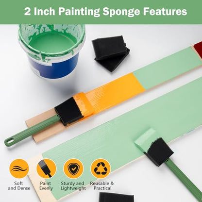 Foam Paint Brushes, 2 Inch, Sponge Paint Brush, Paint Sponges, Detachable Handles, Sponge Brushes Set, Light and Durable, Poly Foam Brushes for Painting, Staining, Varnishing and Art Crafts - size: 2 inch, 8 pack