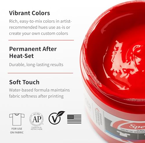 Speedball Opaque Iridescent Fabric Screen Printing Ink, 8-Ounce, Pearly White