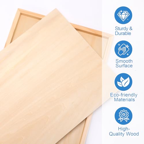 ESRICH 12x16 Inch Wood Panels for Painting, 2 Pack Craft Wood Canvas Boards, Blank Unfinished Wooden Art Board for DIY Art Creations Such as Painting, Acrylic Pouring, Resin, Burning, Collage, etc. - size: 12x16IN-2Pack