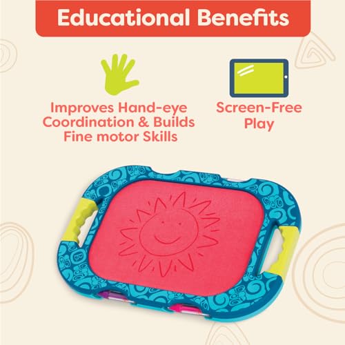 B. toys – Water Drawing Board Portable Travel Toy 4 Pens Double – Sided Board for Toddlers, Kids 18+ Months Doodler – Sea - color: Blue