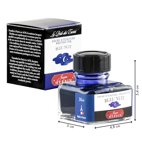 Herbin Fountain Pen Ink 30Ml Bleu Nuit - color: Night Blue, size: 1 fl oz