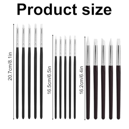 15pcs Silicone Paint Brushes for Crafts, 5 Shapes Head Tips & 3 Sizes Length Paint Pens Tools for Pottery Clay DIY & Handicrafts Sculpting Nail