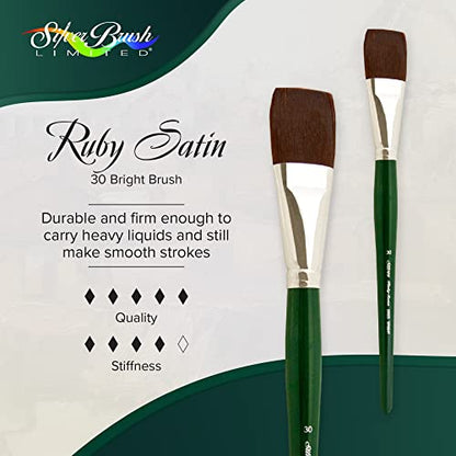 Silver Brush Limited 2502S Ruby Satin Bright Brush for Fluid and Flow Acrylics, Size 30, Short Handle - size: Size-320