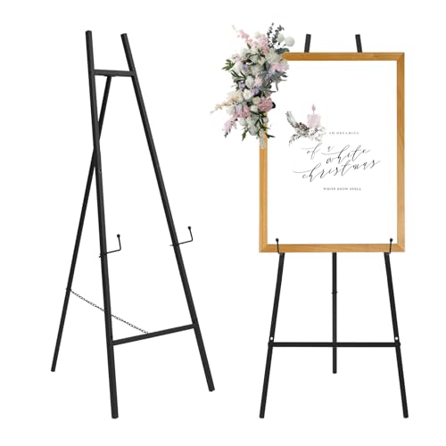Heavy Duty Easel Stand for Mirror Adjustable,Iron Floor Easel Stand for Wedding Sign,47'' Metal Easel Display Stand(Black) - color: Black, size: A