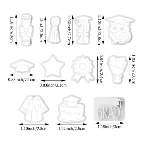 Graduation Polymer Clay Cutters & Stamp Set - 11pcs Sharp & Durable 2026, Owl, Cap, Gown, Diploma, Cake & Star Shapes for DIY Earring Jewelry Making, Soft Clay Crafts & Class Party Supplies - color: 2U color