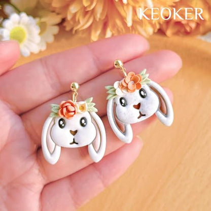 KEOKER Polymer Clay Earring Cutters Easter, 11 Shapes Easter Bunny Clay Cutters for Polymer Clay Jewelry - color: Easter clay cutters B