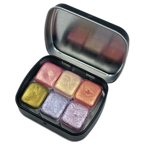 IUILE Handmade Watercolor Paints - Pink Gold Half Pan Set (6 colors) - color: Pink Gold