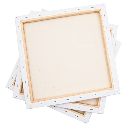 NEXCOVER Stretched Canvas - 12 Pack 8x8 Inch, 5/8" Profile Thick Pinewood Frame, Blank White Painting Canvas for Acrylic Oil Tempera Gouache Paint, for Beginners Kids Students Artists DIY Craft/Decor - size: 8"x8"-12Pack