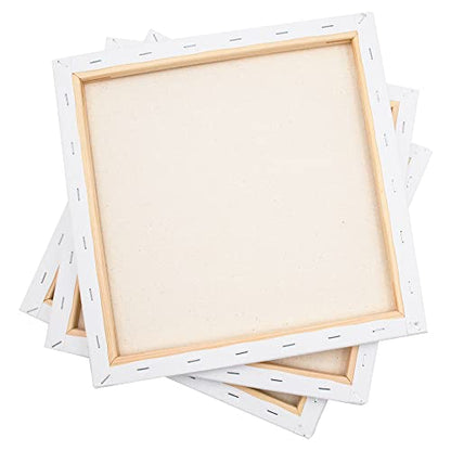 NEXCOVER Stretched Canvas - 12 Pack 8x8 Inch, 5/8" Profile Thick Pinewood Frame, Blank White Painting Canvas for Acrylic Oil Tempera Gouache Paint, for Beginners Kids Students Artists DIY Craft/Decor - size: 8"x8"-12Pack