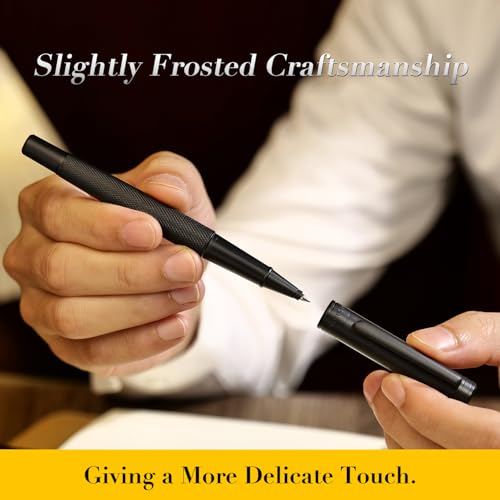 MCNTEIK Matte Black Forest Rollerball Pen, Luxury Pen with Schmidt Black Ink Refill, Fancy Pen Gift Set for Men & Women, Business Signature, Executive, Office, Nice Fancy Designer Pens - color: Black
