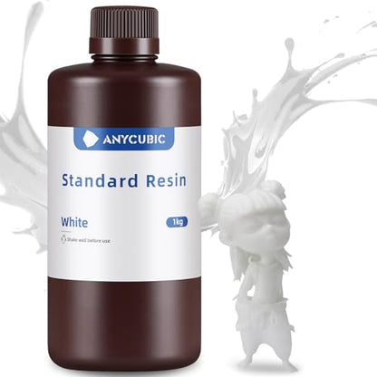 ANYCUBIC 3D Printer Resin, 405nm SLA UV-Curing Resin with High Precision and Quick Curing & Excellent Fluidity for LCD 3D Printing (White, 1kg) - color: White, size: 1kg