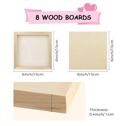 8 Pack 6x6 Inch Unfinished Square Wood Panels for DIY Painting Crafts | Blank Wood Canvas Frames for Oil Paint Pouring & Valentine Halloween Xmas Decor - size: 6"×6" 8 Pack