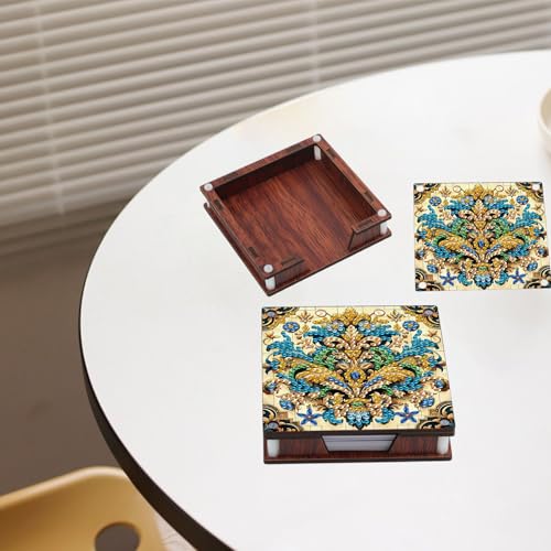 2 PCS Diamond Art Note Box Flower Diamond Painting Note Pad Holder Mandala Gem Painting Gem Art Memo Boxes Mosaic Kits for Adults Embroidery Kit Memo Pad Holder, Contains 120 Sheets of Paper - color: Flower 4