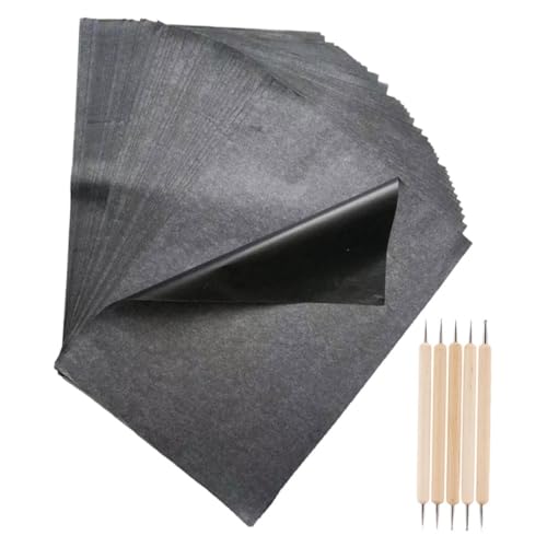 NUOBESTY Graphite Transfer Paper 55pcs A4 Sheets Dual-tip Pens for Copy Trace Embroidery