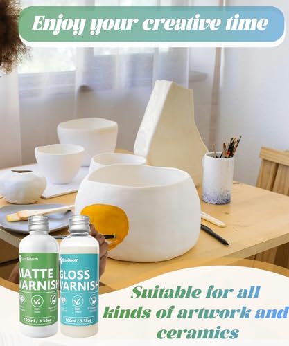 100ml Varnish – Clay Glaze for Air Dry Clay, Helps Prevent Cracks, Scratches & Wear, While Adding a Clear Glossy Finish (Matte)