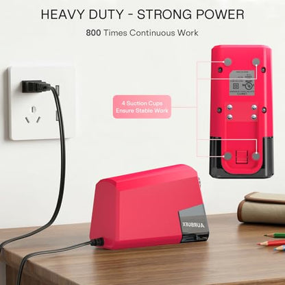 Heavy Duty Electric Pencil Sharpener-6-Hole for 6-12mm Pencils,Auto Start/Stop,Fast 4s Sharpening,Zinc Alloy Blade,10,000+ Sharpenings-Ideal for Classroom,Office & Art Use,Pink(S260) - color: Pink