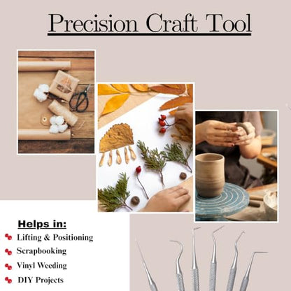 6 pcs Fine Point Crafting Picks Stainless Steel Tool for Beading, Model Making & Paper Crafts - Clay Sculpting, Sewing Details Set
