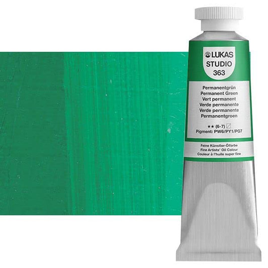 Lukas Studio Artist Oil Color Paints - High-pigment oil paint made with natural binder for artist, painting, & more! - [Permanent Green - 37 mL] - color: Permanent Green, size: 1.3 Fl Oz (Pack of 1)