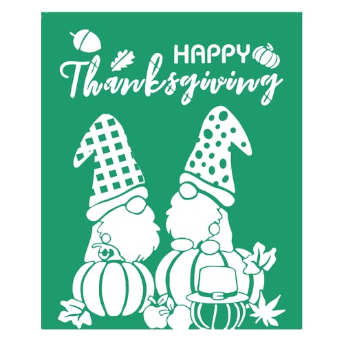 JAJADO Self-Adhesive Silk Screen Stencils Thanksgiving Gnome Stencil for Shirt, Greeting Stencil Fall Gnome Mesh Stencils for Painting on Wood, Mesh Transfers Fall Home Decor Halloween - color: Happy Thanksgiving